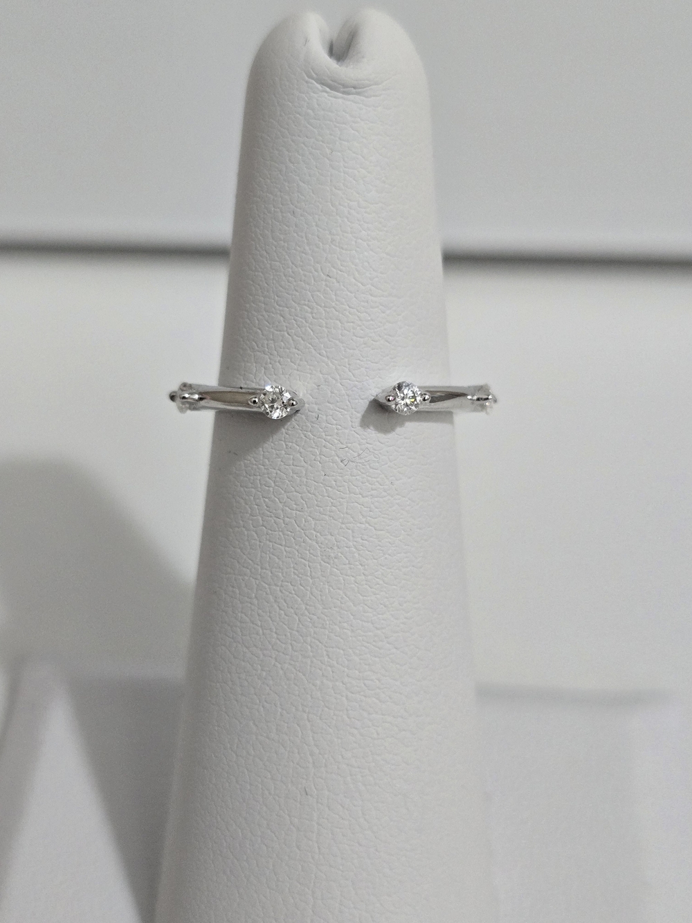 Sterling Silver Open Band Ring with Moissanite Accent Stones